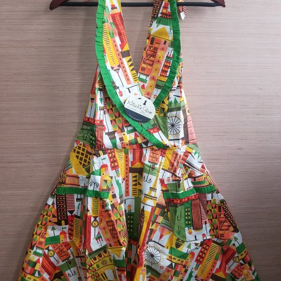 Anthropologie Kitsch n Glam Apron Jet Set Print - Picture 5 of 5